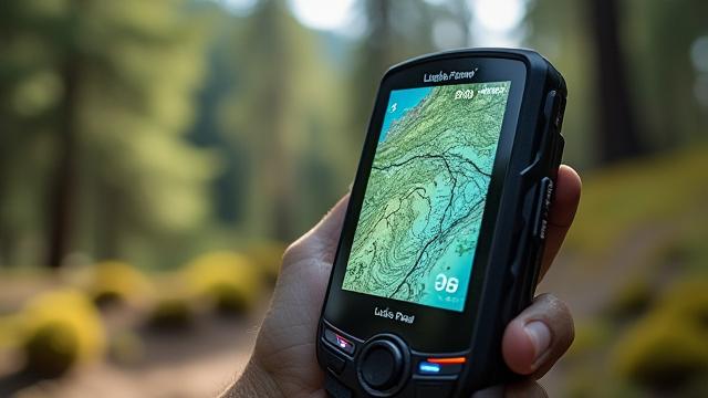 Detaillierte topographische Karte auf einem Navigationsgerät